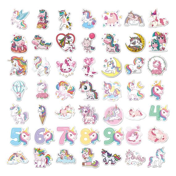 100 Einhorn Aufkleber, Wasserfeste Vinyl Stickers für Auto Motorräder Laptop Fahrrad Skateboard Snowboard Gepäck Aufkleber MacBook iPad und mehr