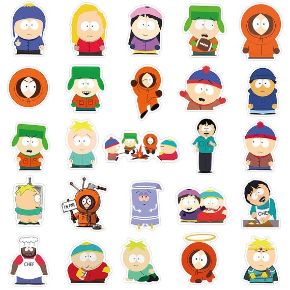 South Park Sticker,50 Stück Anime Vinyl Sticker Set, Wasserfest Cartoon Graffiti Aufkleber Stickers für Laptop Skateboard Koffer Helm Motorrad Auto Fahrrad Handy,Geschenk für Kinder Erwachsene