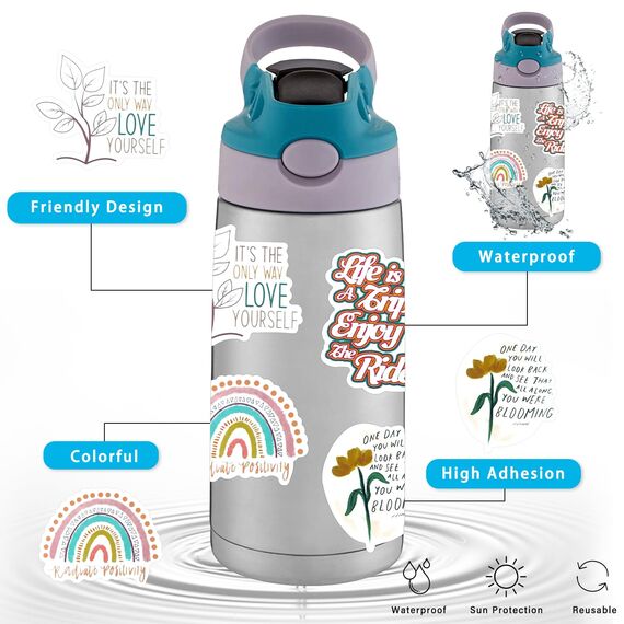 Sticker Sprüche 100 Pcs Motivationssticker, Stickers Inspirierende Motivation, Positive Affirmationen Sprüche Aufkleber, Wasserfeste Vinyl Sticker für Laptop Scrapbooking Journal Skate Snowboard usw