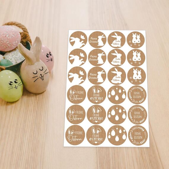 Aufkleber Ostern, 120 Stück 4cm Rund Frohe Ostern Aufkleber Sticker mit Osterhasen, Ostersticker für Umschlag Geschenkbeutel