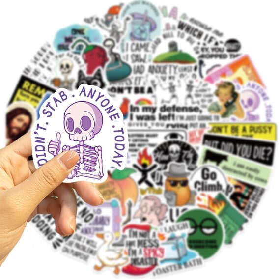 50 Stück Lustige Meme Sticker Set,Meme Aufkleber für Auto Laptop Skateboard Fahrrad Moped Motorrad Fahrrad Computer,Geeignet für Erwachsene (Sarkastisch)