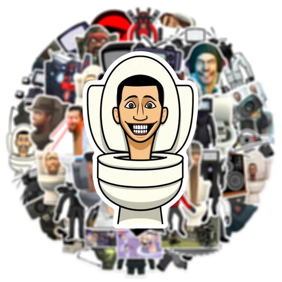 Skibidi Toilet Sticker,50 Stück Cartoon Vinyl Sticker Set Wasserfest Graffiti Aufkleber für Laptop Skateboard Koffer Helm Auto Fahrrad Handy Scrapbook,Geschenk für Kinder Teenager Erwachsene