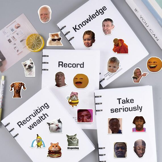 50 Stück Lustige Meme Sticker Set,Meme Aufkleber für Auto Laptop Skateboard Fahrrad Moped Motorrad Fahrrad Computer,Geeignet für Erwachsene (Meme mix)