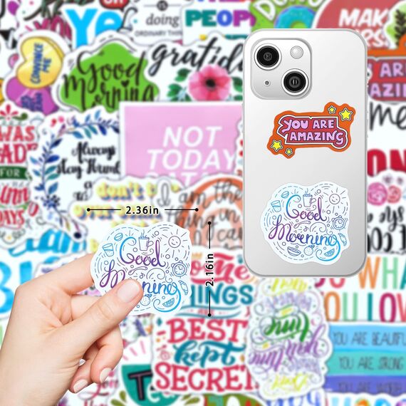 Sprüche Sticker 100 Stück Inspirierend Zitate Sticker Set Wasserfeste Vinyl Decals Motivations Aufkleber für Scrapbooking Vision Board Tagebuch Fotoalbum Tassen Laptop Skate Meme Handy iPad Mappen usw