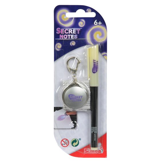 Simba 105954080 - Secret Notes Stift und UV-Leuchte, magisch, Schrift sichtbar durch Licht, ab 6 Jahre (Packung mit 2)