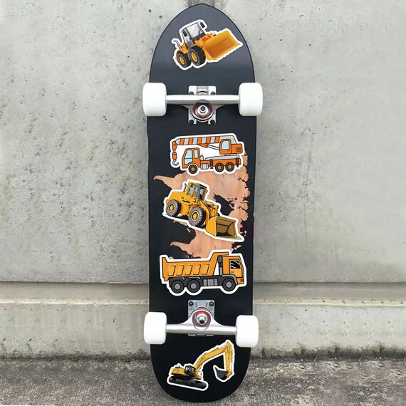 SUNYOVIME Bagger Sticker Kinder Set, 50 Stück Wasserfeste Vinyl Sticker Jungen Mädchen Baufahrzeug LKW Auto Traktor Aufkleber für Skateboard Laptop Koffer Helm Motorrad Auto Fahrrad Handy