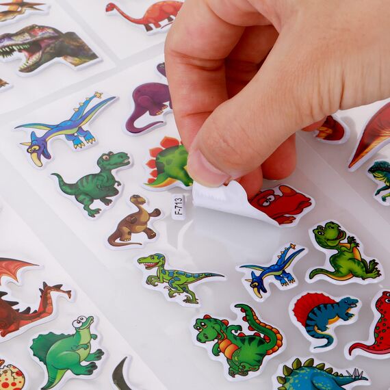 Cobee 3D Dinosaurier Aufkleber für Kinder, 12 Blätter Dinosaurier Puffy Aufkleber, Lehrer Belohnungsaufkleber, Cartoon DIY Aufkleber für Basteln, Scrapbooking, Kleinkinder, Jungen, Mädchen
