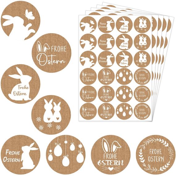 Aufkleber Ostern, 120 Stück 4cm Rund Frohe Ostern Aufkleber Sticker mit Osterhasen, Ostersticker für Umschlag Geschenkbeutel