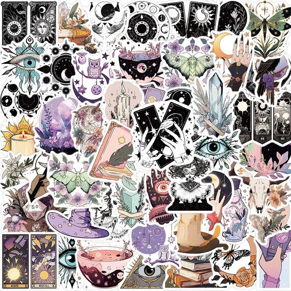 Hexe Sticker 50 Stück,Witchy Sticker Set Wasserfest Graffiti Aufkleber,Aesthetic Sticker für Laptop Skateboard Koffer Helm Auto Fahrrad Handy Scrapbook,Geschenk für Kinder Teenager Erwachsene