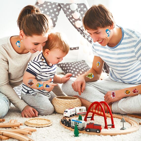 Cobee 3D Meerestiere Aufkleber für Kinder, 12 Bögen Puffy Sticker Sea Ocean Life Foam Sticker Sea Window Gel Clings Decals für Jungen und Mädchen