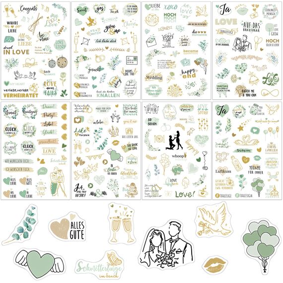 230 Sticker Hochzeit Gästebuch, transparente Aufkleber Hochzeit, Hochzeitssticker für Gästebuch, Fotoalbum und Scrapbook