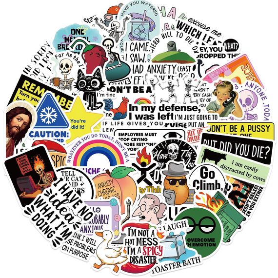 50 Stück Lustige Meme Sticker Set,Meme Aufkleber für Auto Laptop Skateboard Fahrrad Moped Motorrad Fahrrad Computer,Geeignet für Erwachsene (Sarkastisch)