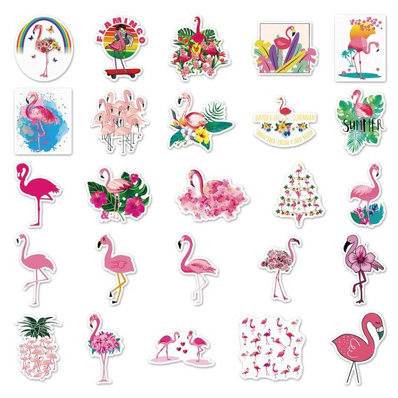 Flamingo Sticker,50 Stück Süße Aufkleber Set Wasserfeste Vinyl Aufkleber für Skateboard Laptop Koffer Helm Motorrad Auto Fahrrad Handy,Geeignet für Erwachsene Kinder
