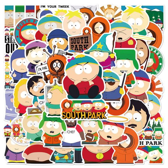 South Park Sticker,50 Stück Anime Vinyl Sticker Set, Wasserfest Cartoon Graffiti Aufkleber Stickers für Laptop Skateboard Koffer Helm Motorrad Auto Fahrrad Handy,Geschenk für Kinder Erwachsene