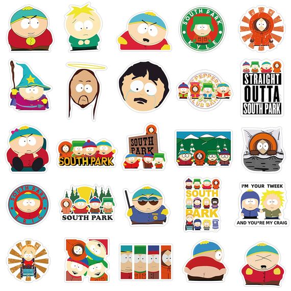 South Park Sticker,50 Stück Anime Vinyl Sticker Set, Wasserfest Cartoon Graffiti Aufkleber Stickers für Laptop Skateboard Koffer Helm Motorrad Auto Fahrrad Handy,Geschenk für Kinder Erwachsene