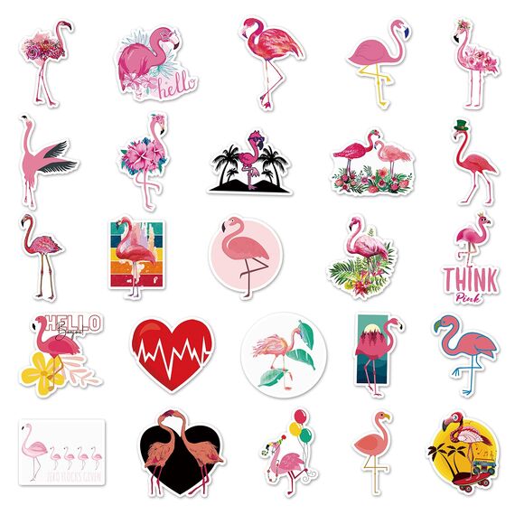 Flamingo Sticker,50 Stück Süße Aufkleber Set Wasserfeste Vinyl Aufkleber für Skateboard Laptop Koffer Helm Motorrad Auto Fahrrad Handy,Geeignet für Erwachsene Kinder