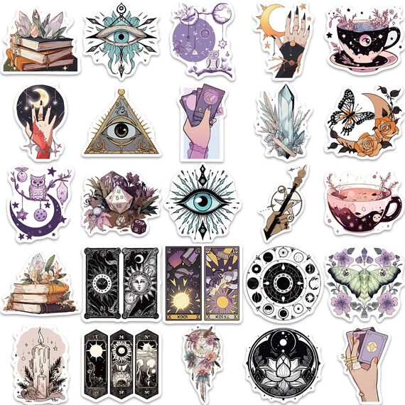 Hexe Sticker 50 Stück,Witchy Sticker Set Wasserfest Graffiti Aufkleber,Aesthetic Sticker für Laptop Skateboard Koffer Helm Auto Fahrrad Handy Scrapbook,Geschenk für Kinder Teenager Erwachsene