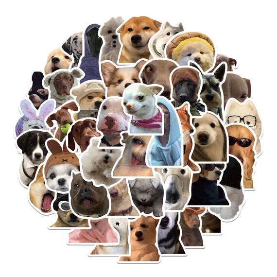 50 Stück Lustige Meme Sticker Set,Meme Aufkleber für Auto Laptop Skateboard Fahrrad Moped Motorrad Fahrrad Computer,Geeignet für Erwachsene (Hund)