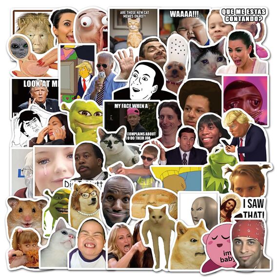 50 Stück Lustige Meme Sticker Set,Meme Aufkleber für Auto Laptop Skateboard Fahrrad Moped Motorrad Fahrrad Computer,Geeignet für Erwachsene (B)