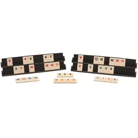 Jumbo Spiele Original Rummikub Pouch - der Spieleklassiker mit praktischer Tasche für Reisen und zum Mitnehmen. Gesellschaftsspiel für Erwachsene und Kinder ab 7 Jahren - 2 bis 4 Spieler