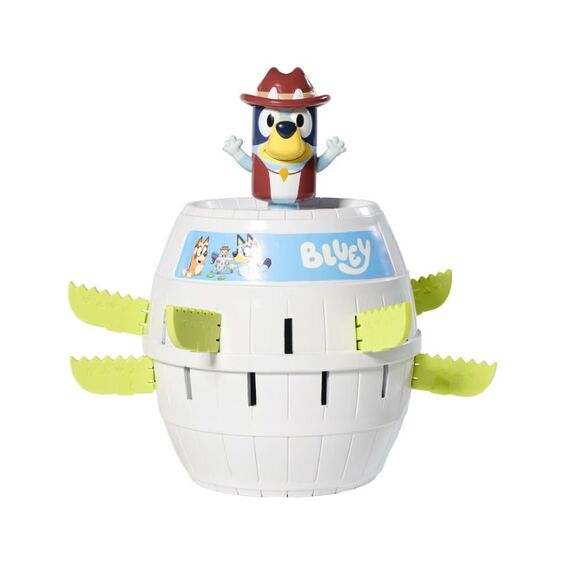 TOMY Pop Up Bluey – Lizenziertes Bluey-Spiel, basierend auf dem Klassiker Pop Up Pirate – Familienspiele für 2–4 Spieler – Lustige Spiele für Kinder und Erwachsene ab 4 Jahren