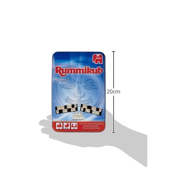 Jumbo Spiele Original Rummikub Kompakt in Metalldose - der Spieleklassiker unter den Gesellschaftsspielen für unterwegs - für Erwachsene und Kinder ab 7 Jahren, JUM03817