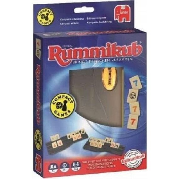 Jumbo Spiele Original Rummikub Kompakt-Spiel - der Spieleklassiker als Reise-Edition - Gesellschaftsspiel für die ganze Familie, JUM03942