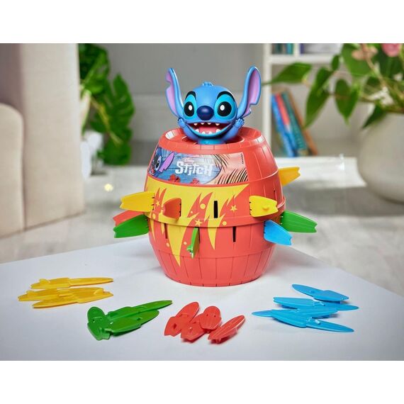 TOMY Disney Pop Up Stitch Aktionsspiel, Lustiges Familien und Kinderspiel, Geschicklichkeitsspiel geeignet für Vorschulkinder, für Jungen, Mädchen und Erwachsene, Gesellschaftsspiel - ab 4 Jahren