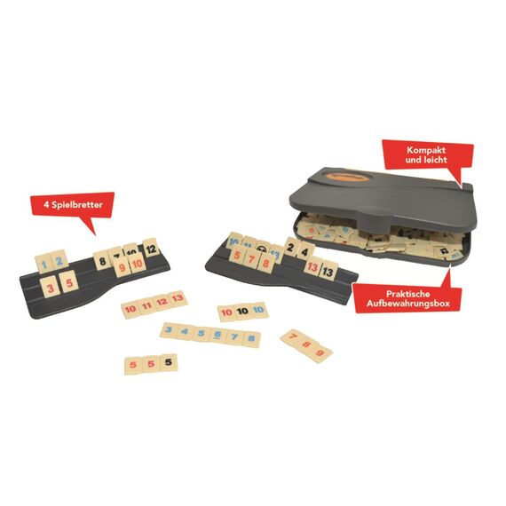 Jumbo Spiele Original Rummikub Kompakt-Spiel - der Spieleklassiker als Reise-Edition - Gesellschaftsspiel für die ganze Familie, JUM03942