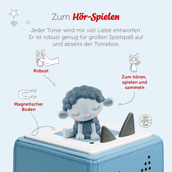 tonies Hörfiguren für Toniebox,Schlummerbande – Schlummerschaf – Einschlafmelodien von der Weide, Schlaflieder für Kinder ab 3 Jahren, Spielzeit ca. 140 Minuten