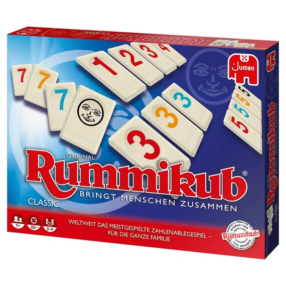 Jumbo Spiele Original Rummikub Classic - der Spieleklassiker unter den Gesellschaftsspielen - für Erwachsene und Kinder ab 7 Jahren JUM17571 Mehrfarbig 2,7 x 3,7 cm