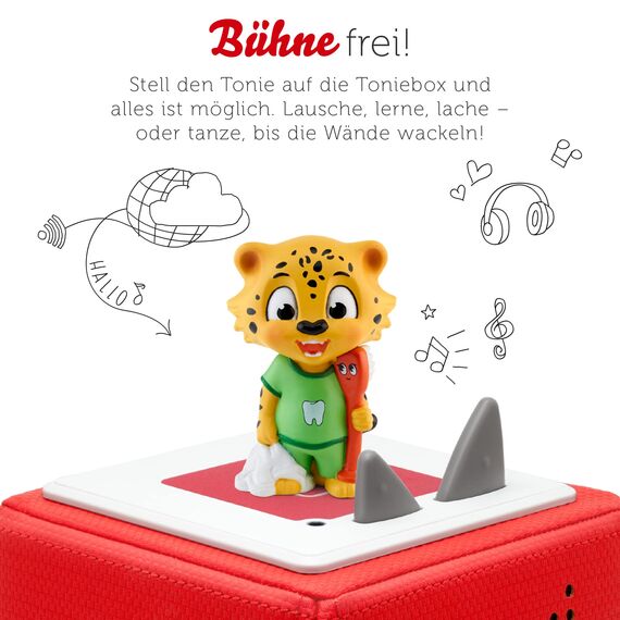 tonies Hörfiguren für Toniebox, Leos Tag – Achtung, fertig, Zähneputzen!, Hörspiel mit Liedern für Kinder ab 3 Jahren, Spielzeit ca. 50 Minuten