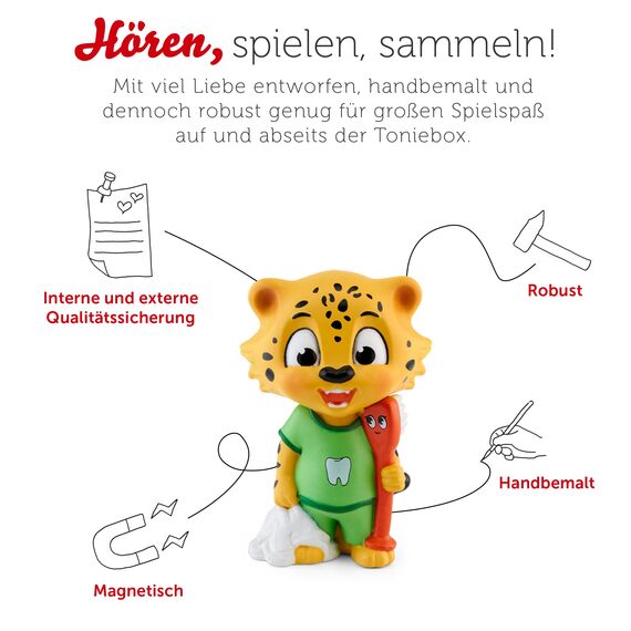 tonies Hörfiguren für Toniebox, Leos Tag – Achtung, fertig, Zähneputzen!, Hörspiel mit Liedern für Kinder ab 3 Jahren, Spielzeit ca. 50 Minuten