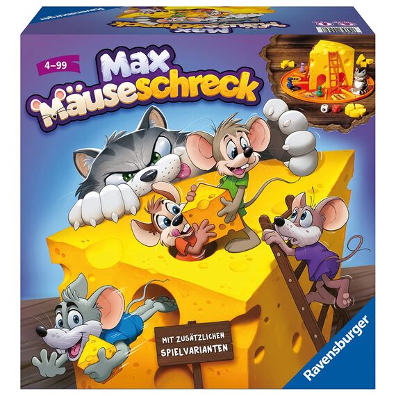 Ravensburger 21325 - Plitsch Platsch Pinguin & Kinderspiele 24562 - Max Mäuseschreck - Würfelspiel für 2 bis 4 Spieler, Kinderspiel ab 4 Jahren