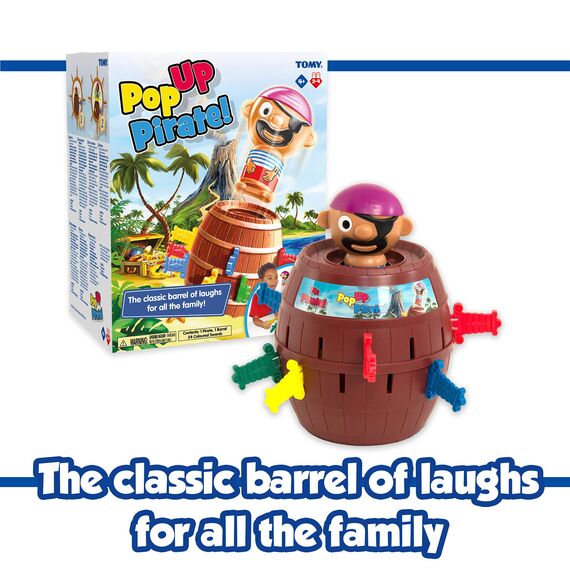 TOMY Offizielles Kinderspiel Pop Up Pirate, Hochwertiges Aktionsspiel für die Familie, Piratenspiel zur Verfeinerung der Geschicklichkeit Ihres Kindes, Popup Spiel