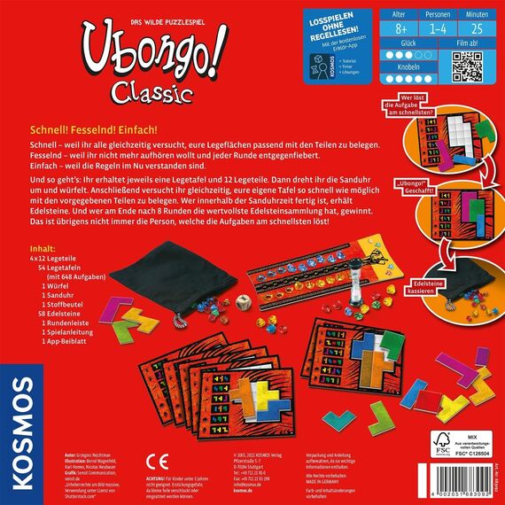 Kosmos 683092 Ubongo! Classic, Der beliebte Action- und Knobelspaß für die ganze Familie, Der Klassiker im Brett- und Gesellschaftsspiel für 1 bis 4 Personen ab 8 Jahren