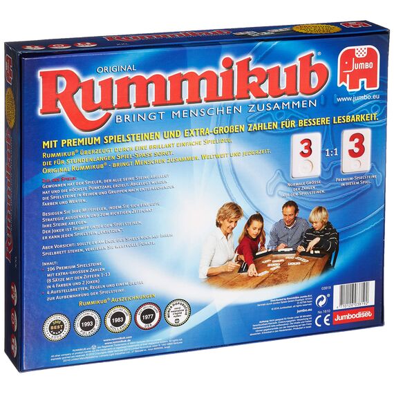 Jumbo Spiele Original Rummikub XXL - Der Klassiker unter den Gesellschaftsspielen im Großformat - für Erwachsene und Kinder ab 7 Jahren, JUM03819