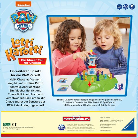 Ravensburger 22372 - PAW Patrol Lotti Karotti, Spiele-Klassiker mit den Serienhelden aus PAW Patrol, für 2 bis 4 Kinder ab 4 Jahren - Geburtstagsgeschenke