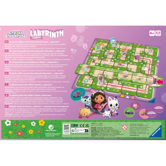 Ravensburger 22648 Gabby's Dollhouse Junior Labyrinth - Brettspiel-Klassiker als Junior Version für Fans der beliebten Serie, Gesellschaftsspiel für 2 bis 4 Spieler ab 4 Jahren