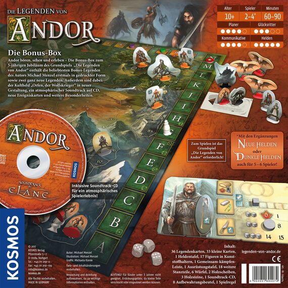 Kosmos 694074 Die Legenden von Andor - Die Bonus-Box. Mehr Legenden und Bonus-Material für das Grundspiel, Fantasy-Brettspiel ab 10 Jahren
