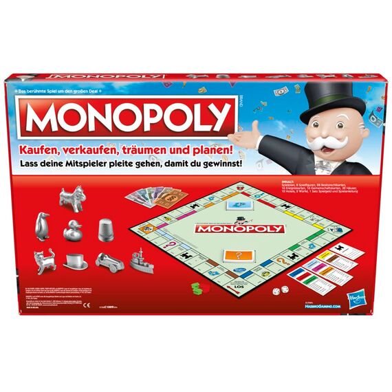 Monopoly Brettspiel, klassisches Familienspiel für Erwachsene und Kinder, 2 bis 6 Spieler, Strategiespiel geeignet ab 8 Jahren, originelle für die Familie