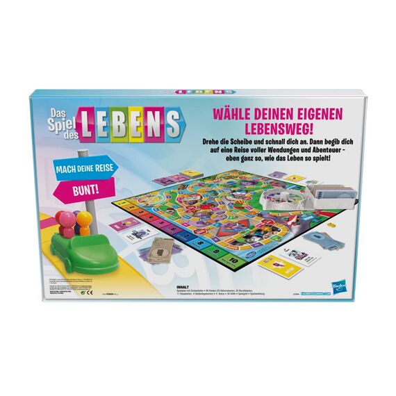 Hasbro Das Spiel des Lebens, Brettspiel für die ganze Familie für 2 – 4 Spieler, für Kinder ab 8 Jahren, enthält Bunte Stifte