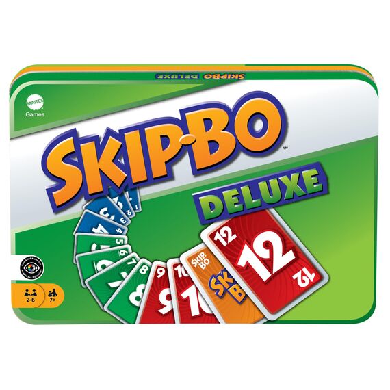 Mattel Games Skip-BO Deluxe, in Metallbox, Kartenspiele für die Familie, Perfekt als Kinderspiel, Reisespiel oder Spiel für Erwachsene, Spielzeit: 30 Min, für 2-6 Spieler, ab 7 Jahren, L3671