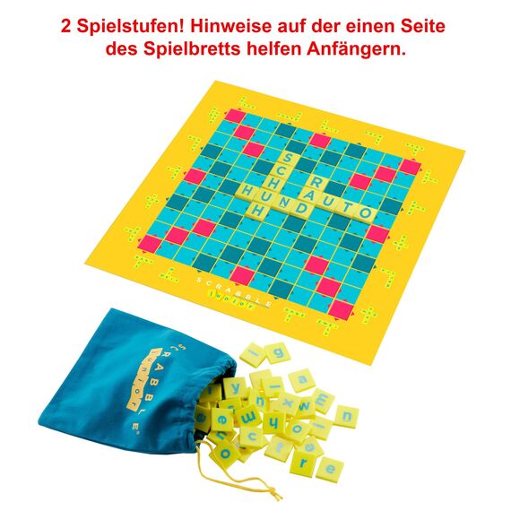 Mattel Games Scrabble Junior Wörterspiel und Kinderspiel, Kinderspiele Brettspiele geeignet für 2 - 4 Kinder ab 6 Jahren, Design kann variieren, Deutsche Version, Y9670