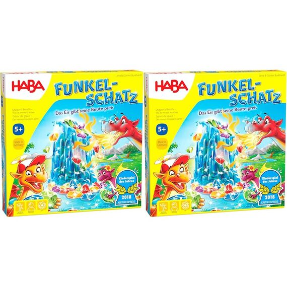 HABA Funkelschatz Brettspiel, Kinderspiel des Jahres 2018, Mitbringspiel für 2-4 Spieler ab 5 Jahren (Packung mit 2)