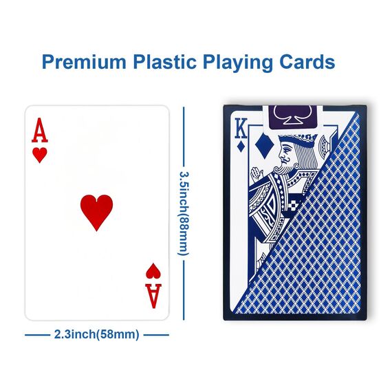 Wugauwor wasserdichte Spielkarten, Kunststoff Spielkarten, Kartenspiel, Wasserfeste Poker Karten für Camping Spiele, Playing Cards für Blackjack Bridge Kartenspiele, 1 Deck, Blau