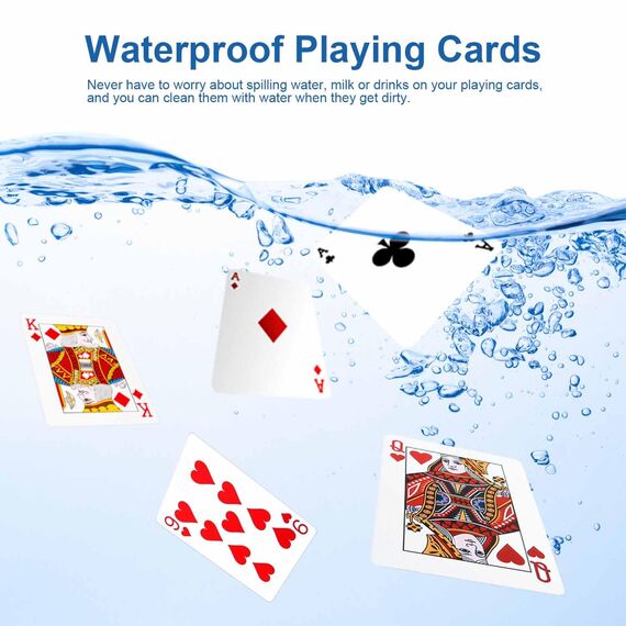 WUGAUWOR Wasserfeste Spielkarten, Rote Plastik Pokerkarten, 2 Decks Kunststoff Poker Karten, Plastikspielkarten, Professionelle Standard Spielkarten für Canasta, Texas, Go Fish, Blackjack Kartenspiele