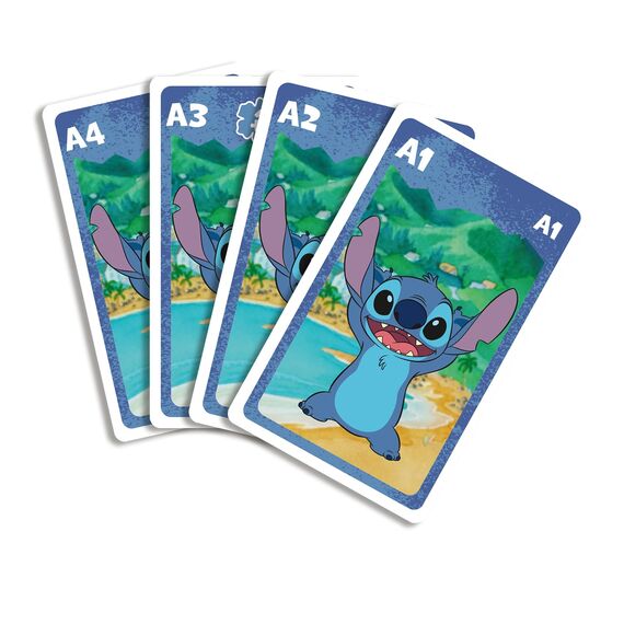 Shuffle - Disney Stitch 4-in-1 - Kartenspiele für Kinder (Mau Mau, Quartett, Memo & Schnipp Schnapp)