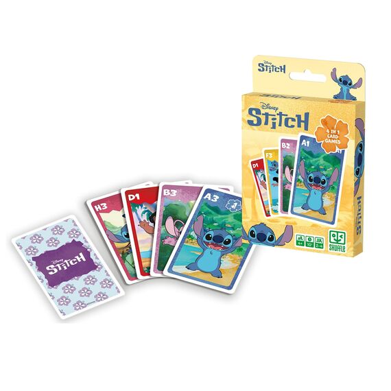 Shuffle - Disney Stitch 4-in-1 - Kartenspiele für Kinder (Mau Mau, Quartett, Memo & Schnipp Schnapp)
