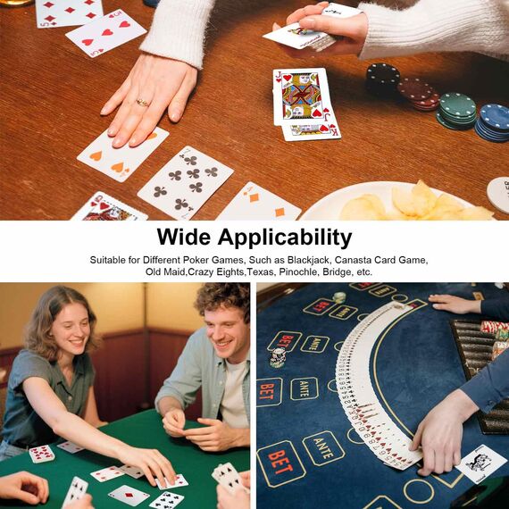 Wugauwor Wasserfeste Plastik Spielkarten, 2 Kartendecks, Rot und Blau, Professionelle Plastik Pokerkarten, Kunststoff Spielkarten, Poker Kartendeck, Poker Karten für Blackjack, Canasta Kartenspiel